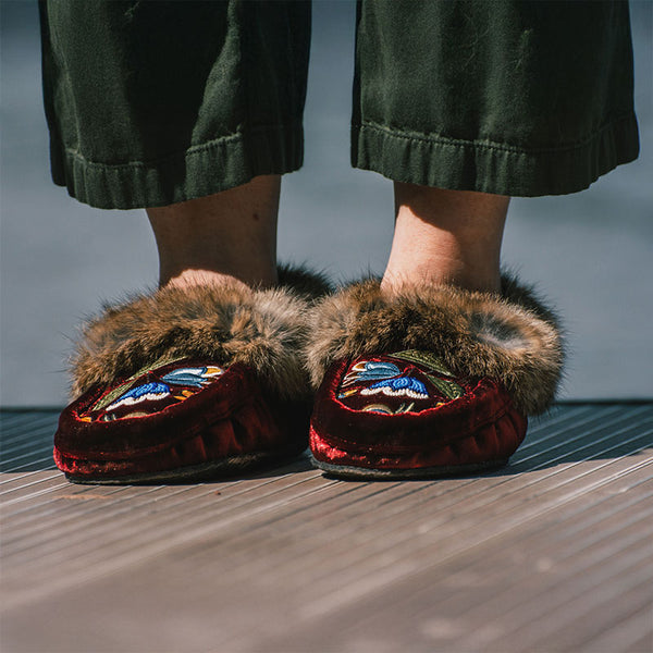 Velvet Tipi Slipper Red Dahlia