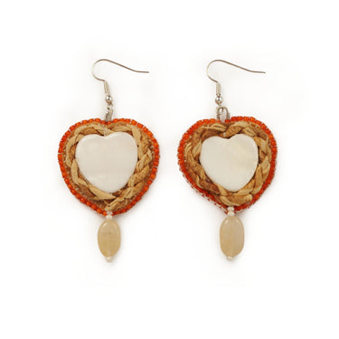 Cynthia Boehm White Shell Orange Earrings