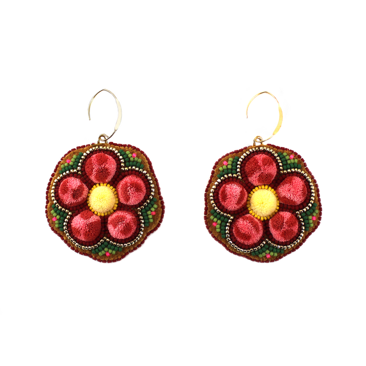 Carmen Miller Red/Green Floral Earrings