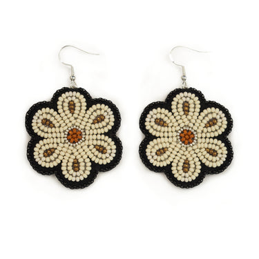Jaime Lepine White Flower Earrings