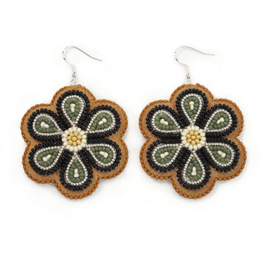 Jaime Lepine Green Flower Earrings